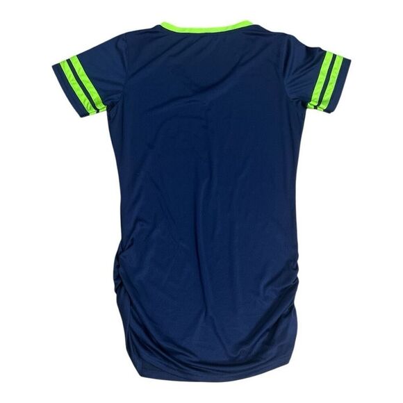 Seattle Seahawks 16 Maternity Blue T-Shirt Size L Rhinestone Short-Sleeve V-Neck - Picture 5 of 9